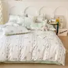 Estilo Ins Conjunto de Cama de Quatro Peças Lençóis Escovados Simples Cobertor para Dormitório de Estudante Roupa de Cama Cobertor de Colcha de Três Peças 2m Casa