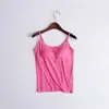 Camisola cruzada sin mangas con almohadilla en el pecho para mujer, sin aro, para usar como prenda exterior, base de ropa interior, para yoga, ejercicio, camiseta