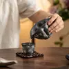 Taza de té de cerámica pintada a mano con conejo y osmanthus a la luz de la luna, hoja de otoño, accesorio para juego de té chino, mar de té, taza para servir y mezclar té, regalo para el Festival de Medio Otoño