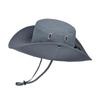 9204 Sombrero de verano transpirable para hombre, sombrero de pesca al aire libre, protector solar, color sólido, sombrero de pescador, sombrero de viaje de ala grande