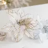 Decoração de Natal Mais Vendida Transfronteiriça 25cm Cor Dourada Champanhe Flor de Rede de Veludo de Natal Guirlanda para Árvore de Natal