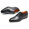 Sapatos de Couro Pontudos para Homens, Couro Genuíno, Sapatos Oxford Formais de Negócios com Escultura Britânica, Sapatos Masculinos Artesanais de Couro Integral de Vaca, Dropshipping