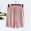 Calças Simples Modal de Cor Sólida de Verão Feminino com Cordão de Bolso Exterior Vestindo Calções de Casa