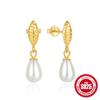 Aretes de Plata Esterlina S925 Malaquita Trendy en Forma de Corazón Asimétricos Moda Retro Versátil Aretes de Perlas Aretes Aretes