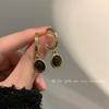 Colar de pedra Olho de Tigre Vintage de alta qualidade empilhado camisola cadeia pingente clavícula cadeia Novos brincos agulha de prata francês luz de luxo