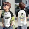 Camiseta de Manga Corta de Algodón Puro para Niños y Niñas, Nueva Moda de Verano para Bebés y Niños, Top Elegante, Camiseta Básica con Bloques de Color para Bebé, Camiseta de Moda