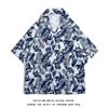 Camisa floral retro estilo Hong Kong de manga corta con diseño estilo hawaiano tailandés, elegante y holgada para hombres y mujeres.