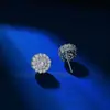 Brincos de prata de lei s925, brincos de tarraxa vazados com moissanita ultrabrilhantes para mulheres, luxo leve, moda de alta qualidade, brincos redondos de flor versáteis