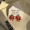 Pendientes Únicos y Deslumbrantes de Esmalte con Fuegos Artificiales de Circonita Roja con un Toque de Lujo de Alta Gama, Pendientes de Tachuela Otoño e Invierno para Mujer