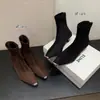 Botas Adelgazantes de Moda para Mujer Tacón Fino Gamuza Adelgazantes Botines Cuatro Estaciones Botas Elásticas Talla Grande 34-42