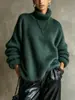 Suéter de Lana Marina Talla Europea para Mujer 2026, Cuello Alto Oversize de Otoño, Tejido de Felpa Suave, Venta al por Mayor de Navidad