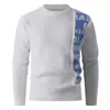 Producto principal transfronterizo: Suéter moderno de gran tamaño para hombre, suéter de cuello redondo para hombre, tejido de bloques de color de moda para adolescentes