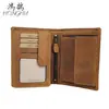 Cartera de cuero para hombre Amazon rfid Crazy Horse piel de vaca encerada con aceite cartera de hojas sueltas vertical tarjetero bancario personalización