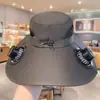 Sombrero de Sol con Ventilador Solar Transfronterizo Sombrero de Sol Anti-UV para Hombre Pesca al Aire Libre Ala Ampliada Protección Solar Sombrero de Pescador