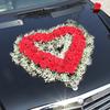 Decoración de Equipo de Coche de Boda Flor de Cabeza de Coche Decoración V Grande Flor Lazo Coche de Boda Flor de Cabeza de Coche de Ventosa Decoración de Coche de Boda