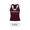 Camisola personalizada com estampa de letras para mulheres, adequada para usar como peça externa no verão, com cores contrastantes e bojos embutidos, top sem mangas