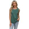 Ropa transfronteriza para mujer europea y americana 2025 Amazon estación independiente primavera y verano comercio exterior nuevo color sólido cuello en U plisado chaleco camiseta mujer