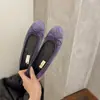 Zapatos de ballet falda estilo lazo retro francés terciopelo otoño e invierno 2026 zapatos de ballet mocasines boca poco profunda pedrería con