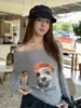Camiseta de manga larga para mujer, diseño de nicho para principios de otoño estilo coreano con estampado de cachorros, corte ajustado, versátil, top de moda