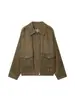 2025 Nueva Ropa de Otoño para Mujer Estilo Europeo y Americano Moderna Cuello Redondo Cremallera Chaqueta de Gamuza Bolsillo con Solapa Pantalones Chaqueta