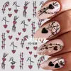 Adesivos de Nail Art Transfronteiriços Novos Adesivos Quentes de Venda para o Ano Novo Coração Doce com Glitter Fita Laço Adesivos de Unha Adesivos