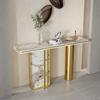 Mesa de porche de mármol de lujo ligera, mesa de porche sencilla, entrada de pared, mesa de vista final de sala de estar, mesa de porche de tablero de roca de tira estrecha