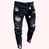 Calça jeans masculina com estampa de caveira rasgada, tamanho S-4XL, promoção eBaywish