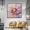 Estilo Moderno de Pintura al Óleo Flores Rosas Pared de Fondo de Sofá Pintura Decorativa Cuadrada para Dormitorio Colgante de Pared para Comedor Mural para Sala de Estar