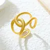 Comercio exterior transfronterizo europeo y americano anillo de corazón con líneas irregulares de acero inoxidable anillo abierto ajustable de nicho de alta gama joyería para manos