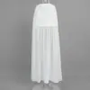 Falda Larga de Retazos Blancos Transfronteriza para Mujer, Estilo Europeo y Americano, Novedad Primavera/Verano 2026, Cintura Alta, con Caída, Casual, Fluida