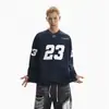 Camiseta de Manga Larga, Moda Cool de Calle Americana con Estampado de Letras y Números Ins, Tops Deportivos Versátiles para Hombres y Mujeres, Ropa para Parejas, Sudaderas