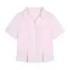 Camisa Elegante de Renda com Decote V Estilo Coreano para Mulheres, Roupa Plus Size Feminina, Top Emagrecedor que Marca a Cintura 65559