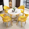 Conjunto de mesa e cadeiras de luxo leve nórdico para mesa de negociação para escritório de vendas, recepção de lazer, pequena mesa redonda moderna minimalista para cafeteria e loja de chá com leite