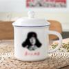 Taza de Cerámica Retro Estilo Chino con Tapa, Taza Imitación Esmalte, Caja de Regalo para Bienestar de Empleados, Taza de Agua Souvenir, Taza de Té, Hecho a Medida