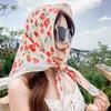 Bufanda Floral Roja Pequeña Estilo Pastoral 90 x 90 Bufanda Cuadrada Grande Pañuelo Triangular para Mujer Primavera y Otoño Chal Coreano Protector Solar