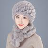 Sombrero de piel de conejo Rex para mujeres de mediana edad y ancianas, cálido para otoño e invierno, para ancianas y abuelas, protección para las orejas, piel, mamá, estilo occidental, bufanda de lana