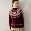 Suéter de Punto Grueso de Cachemira con Cuello Redondo Medio Alto Jacquard Fair Isle de Peso Pesado Capa Interior Camisa Base de Suéter de Gama Alta