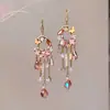 Novos Brincos Redondos com Franjas de Cristal para Mulheres Design de Nicho Brinco com Franja Estilo Étnico Brinco da Moda Leve Luxo Sensação de Alto Padrão