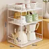 Estante de almacenamiento de escritorio para cocina y mesa de comedor, organizador multicapa para bocadillos, caja para bolsitas de té, mesa de centro y gabinete con portavasos