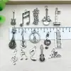Accesorios para Joyería DIY Notas Musicales Guitarra Colgante de Aleación Vintage Antiguo Plata Llavero Pendientes Collar Dijes Pequeños