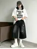 Calças Cropped Retas Estilo Coreano High Street Plus Size para Mulheres, Verão 2026, Shorts Jeans Super Estilosos