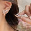 925 Silver Pin Bow Zircon Brincos Delicado Doce Elegante Brincos Franceses de Alta Qualidade Touchability e Orelha Jóias