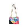 Bolsa feminina de mosaico arco-íris em cores contrastantes 2023 nova versátil fresca moda pequena quadrada com corrente transversal ombro bolsa moda