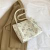 Bolso de Hombro Casual de Gran Capacidad 2024 Nuevo Verano Correa Tejida Estampado de Mariposas Estudiante Universitario Clase Viajero Bolso Tote