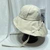 Sombrero de pescador de paja de color sólido simple estilo japonés para mujer, casual de primavera y verano, frente largo, parte trasera corta, sombrero de cubeta, viaje, protección solar, sombrero para el sol