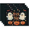 Amazon Venda Quente Transfronteiriça Toalha de Mesa de Halloween Estampa de Fantasma e Abóbora Decoração de Festa Restaurante Isolamento Térmico Resistente a Manchas Toalha de Mesa