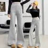 Pantalones acampanados para niñas, estilo primavera y otoño, pantalones para niños, ligeramente acampanados, adelgazantes, pantalones deportivos para estudiantes de secundaria, pantalones de chándal elegantes y modernos para niñas pequeñas