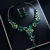 Conjunto de joias de luxo transfronteiriço europeu e americano: conjunto de duas peças de colar e brincos de alta qualidade, conjunto de acessórios de noiva para casamento, brincos femininos atacado