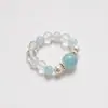 [Manzhushahua] Pulseira de Cristal Branco Natural para Mulheres, Versátil Pulseira de Pérola de Concha Branca Água-Marinha Atacado