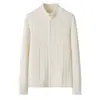 Cable de 7 pines Engrosado Color Sólido Suéter de Cachemira de Cuello Alto Moda Casual Hombro Normal Tejido Cardigan para Mujer